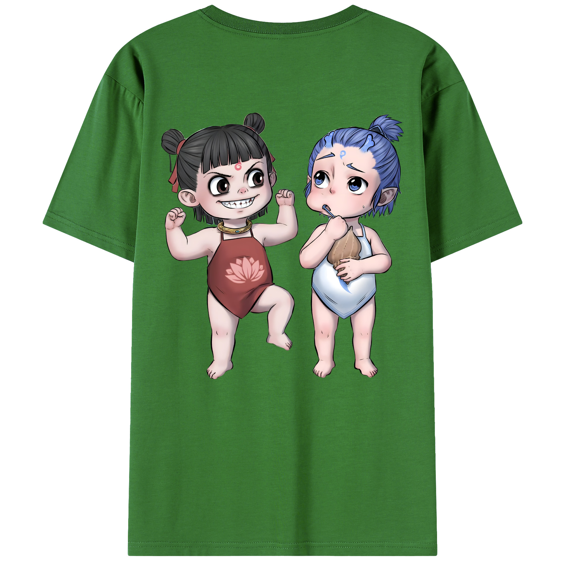 （画像用） Ne Zha 2 ナタ 魔童の大暴れ レディース半袖Tシャツ(バックプリント)